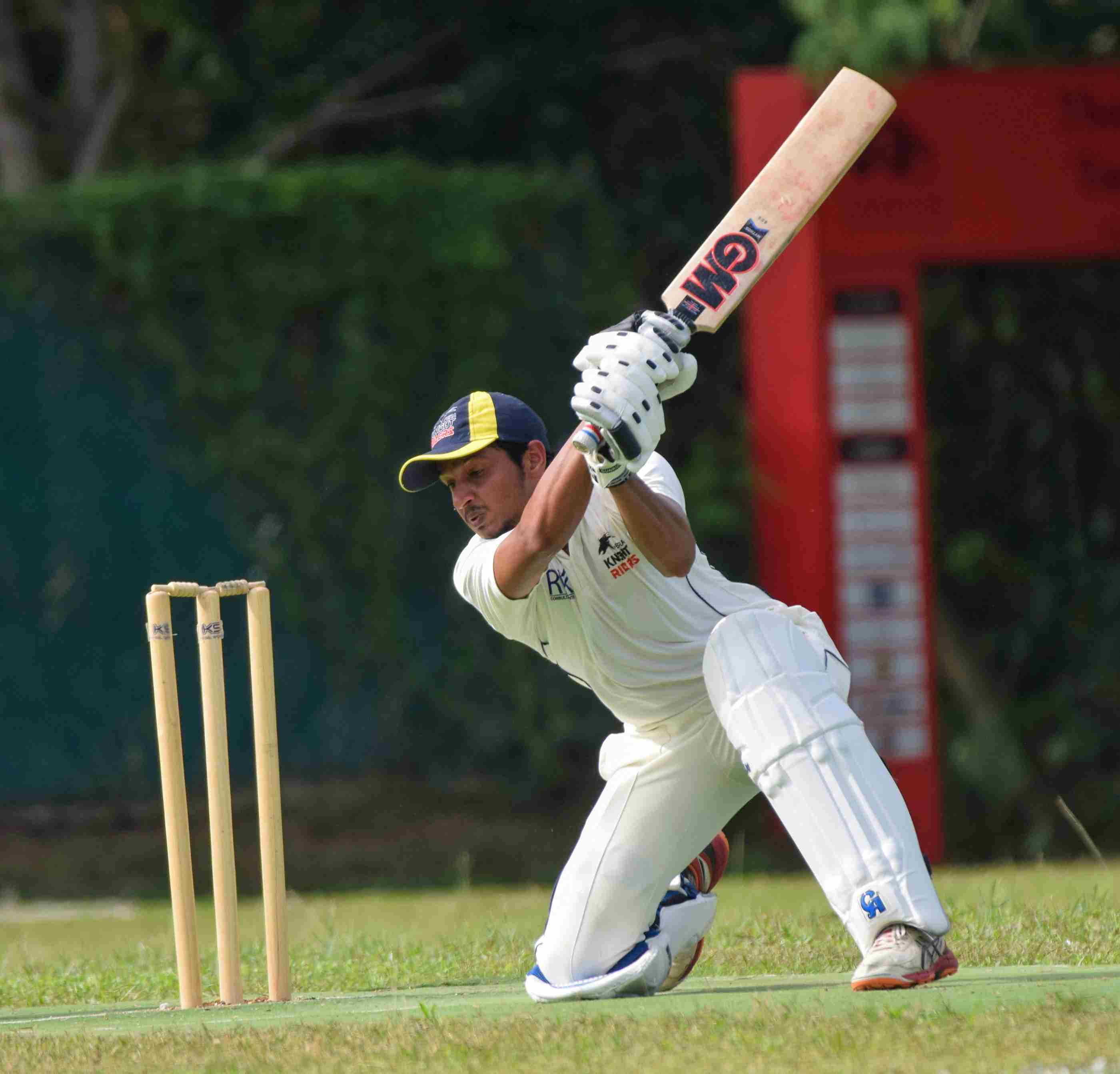 A cricket player in action